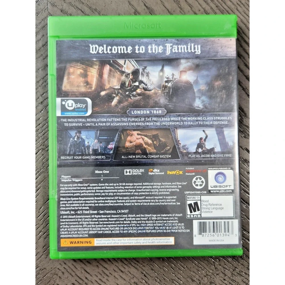 Xbox One‎ Assassin's Creed Syndicate Limited Edition Ubisoft Game Disc
